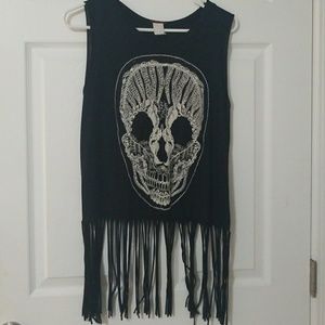Punk Rock Skull Fringe Muscle Top